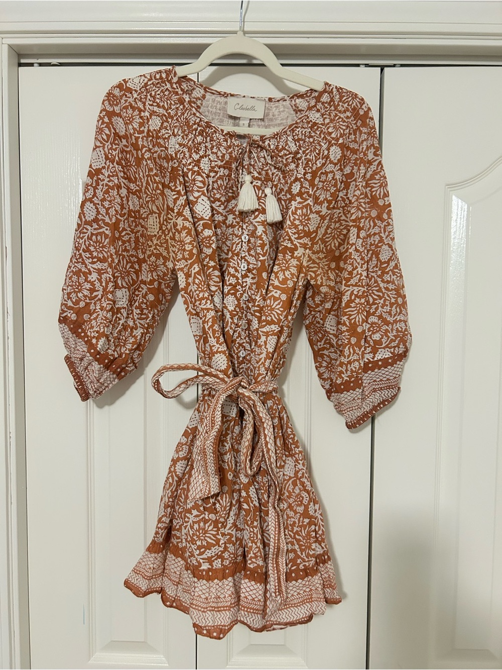 Cleobella Rust Floral Belted Mini Dress - Picture 4 of 9